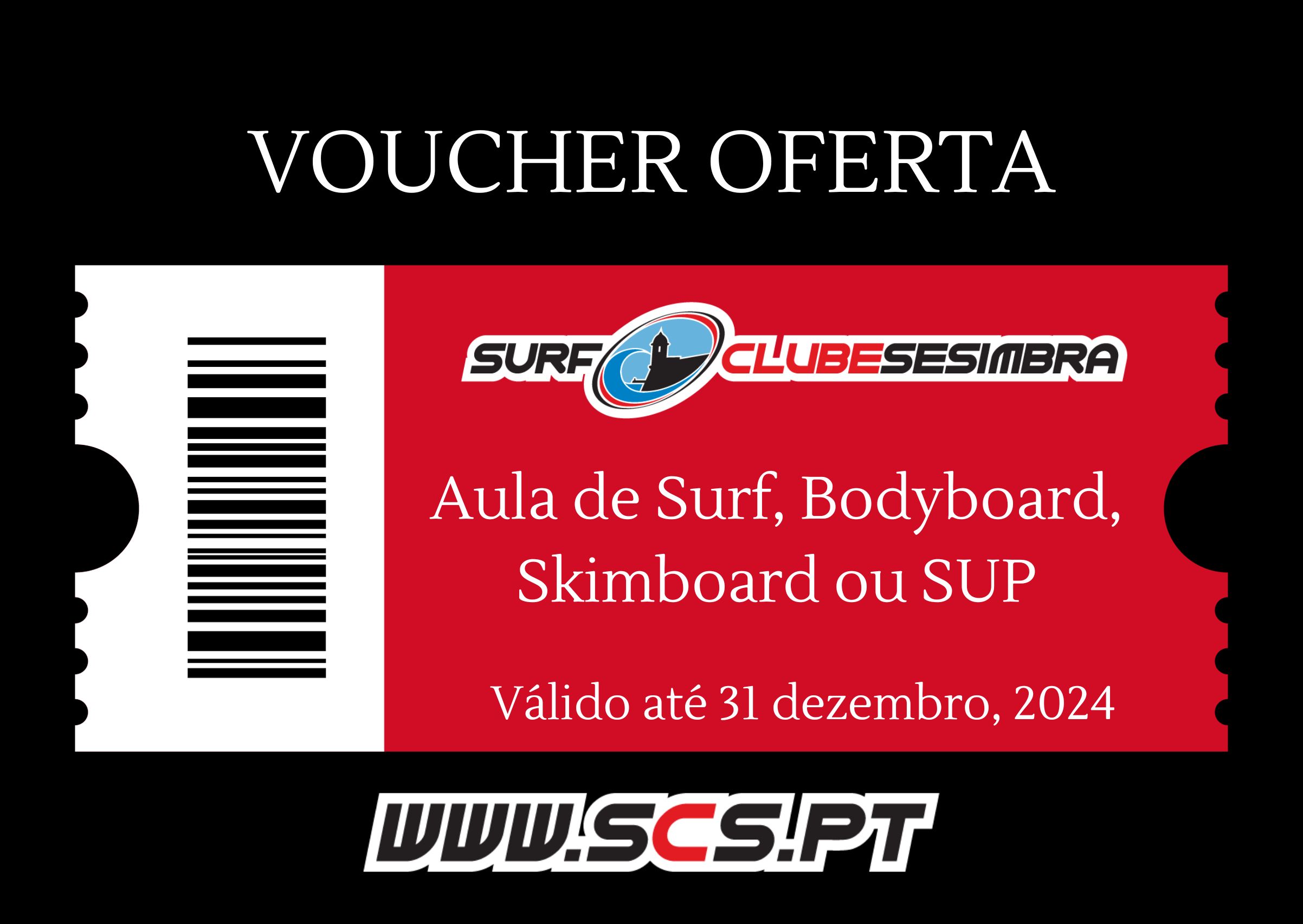 Voucher Oferta Aula Surf, Bodyboard, Skimboard ou SUP